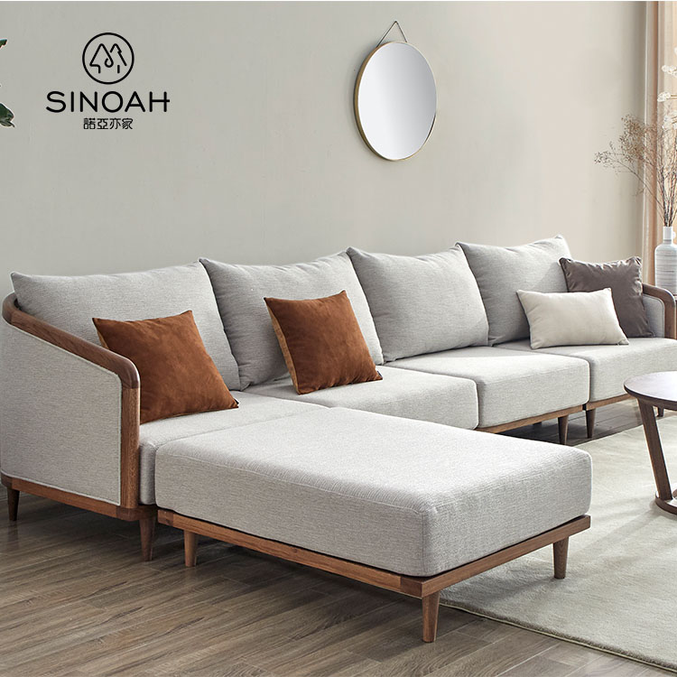 Sofa Gỗ Sồi Chữ L Màu Óc Chó